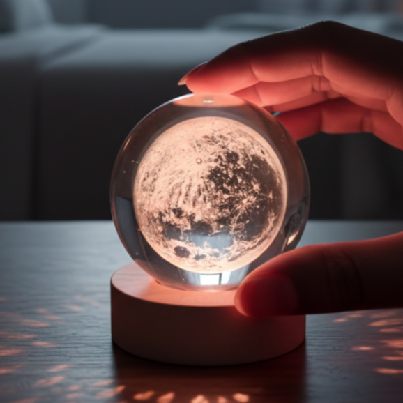 3D Crystal Galaxy Lamp Ball – Multi-Color LED Light | Assorted Engraved Designs | Luxury Home Décor Gift