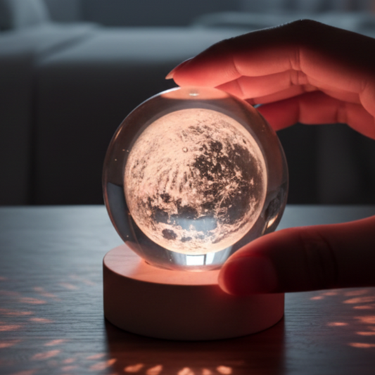 3D Crystal Galaxy Lamp Ball – Multi-Color LED Light | Assorted Engraved Designs | Luxury Home Décor Gift